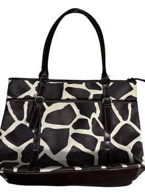 Nine & Co. by Nina West Giraffe Print Faux Leather Large Tote Shoulder Bag